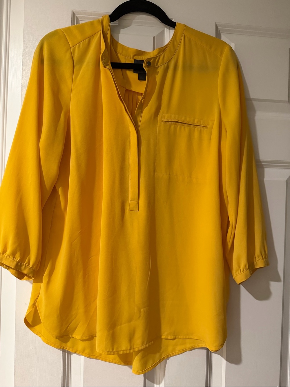 JM Collection Bright Yellow Split-Neck Blouse